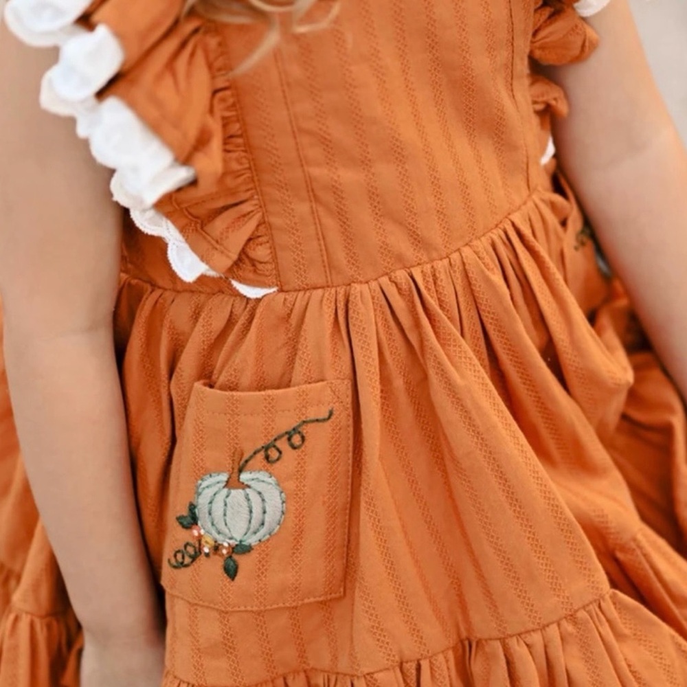 Love & Grow girl’s fall pumpkin tunic dress set size 7Y EUC - Picture 4 of 12